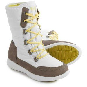 Cougar White and Brown Ankle Boots with Yellow Accents